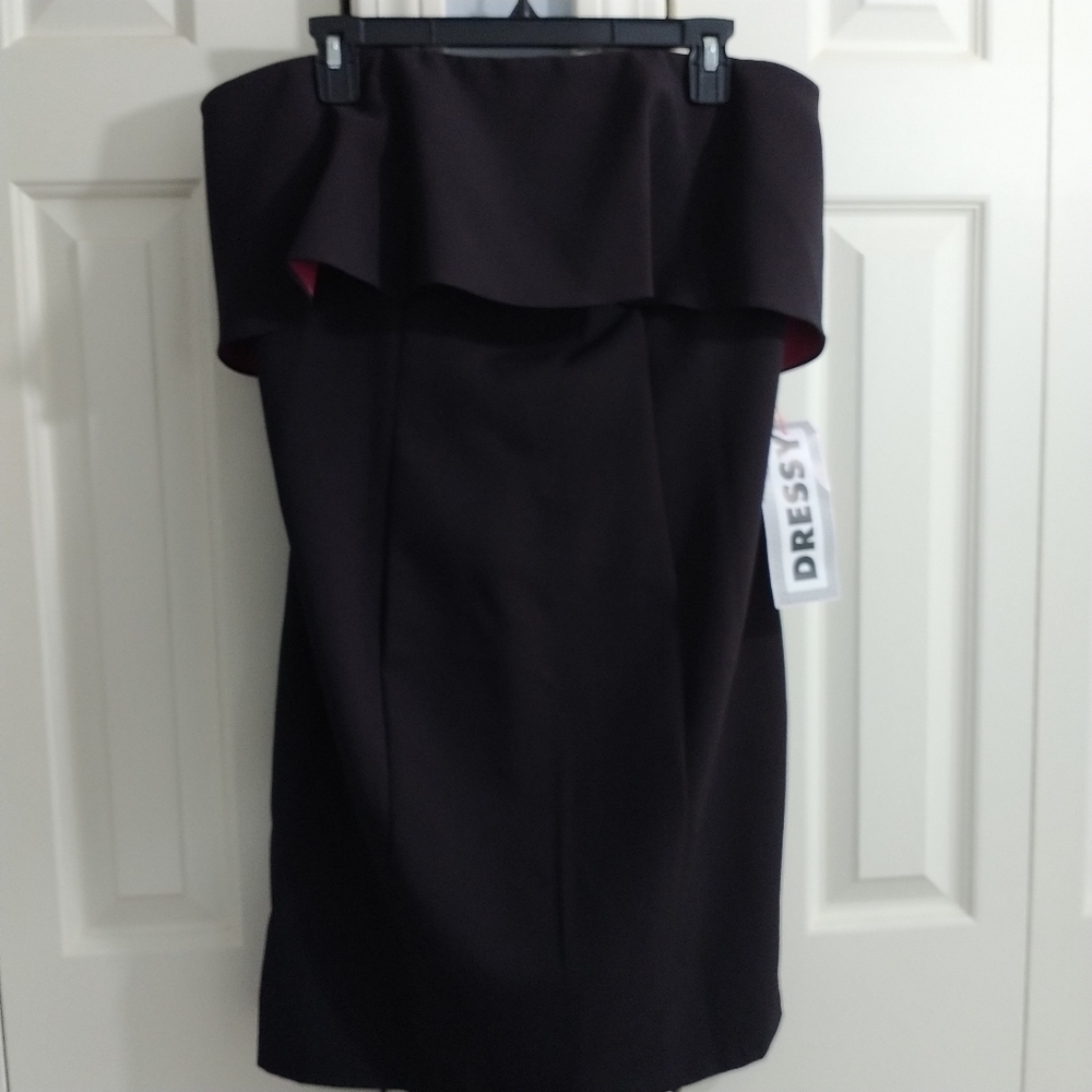 Emma Street Black Strapless Dress w Ruffle 12